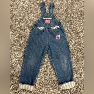 Vintage OshKosh Girls Overalls Bunny Rabbit size 3T Cuffed Bottoms